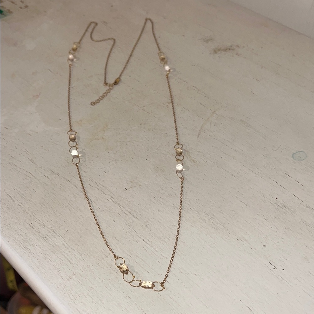 Vintage Herkimer Diamond Crystal gold filled long necklace